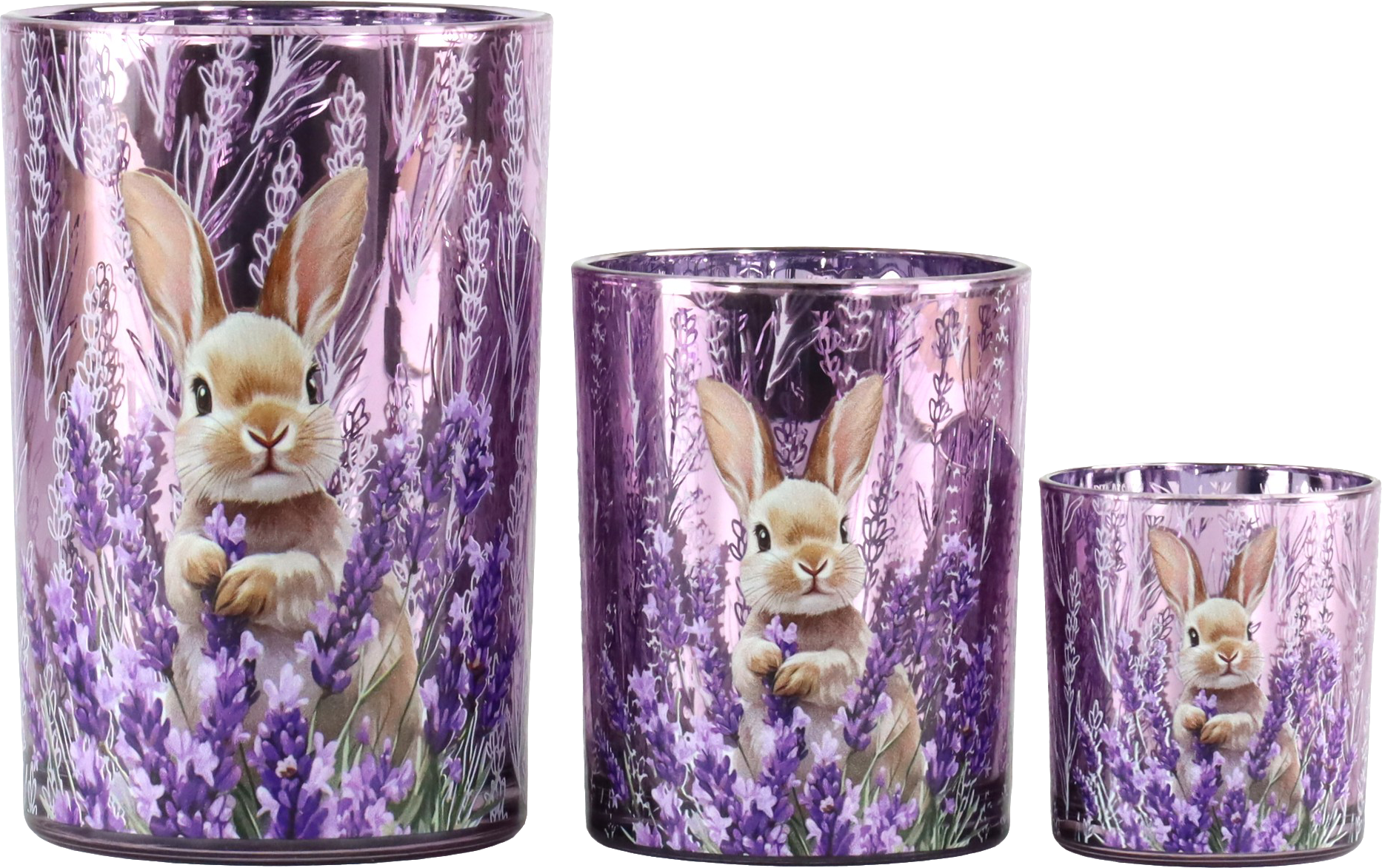 2988 VOTIVES BUNNY GARDEN  S/3