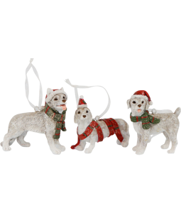 3827 DOG PENDANT WHITE DOGS  S/3