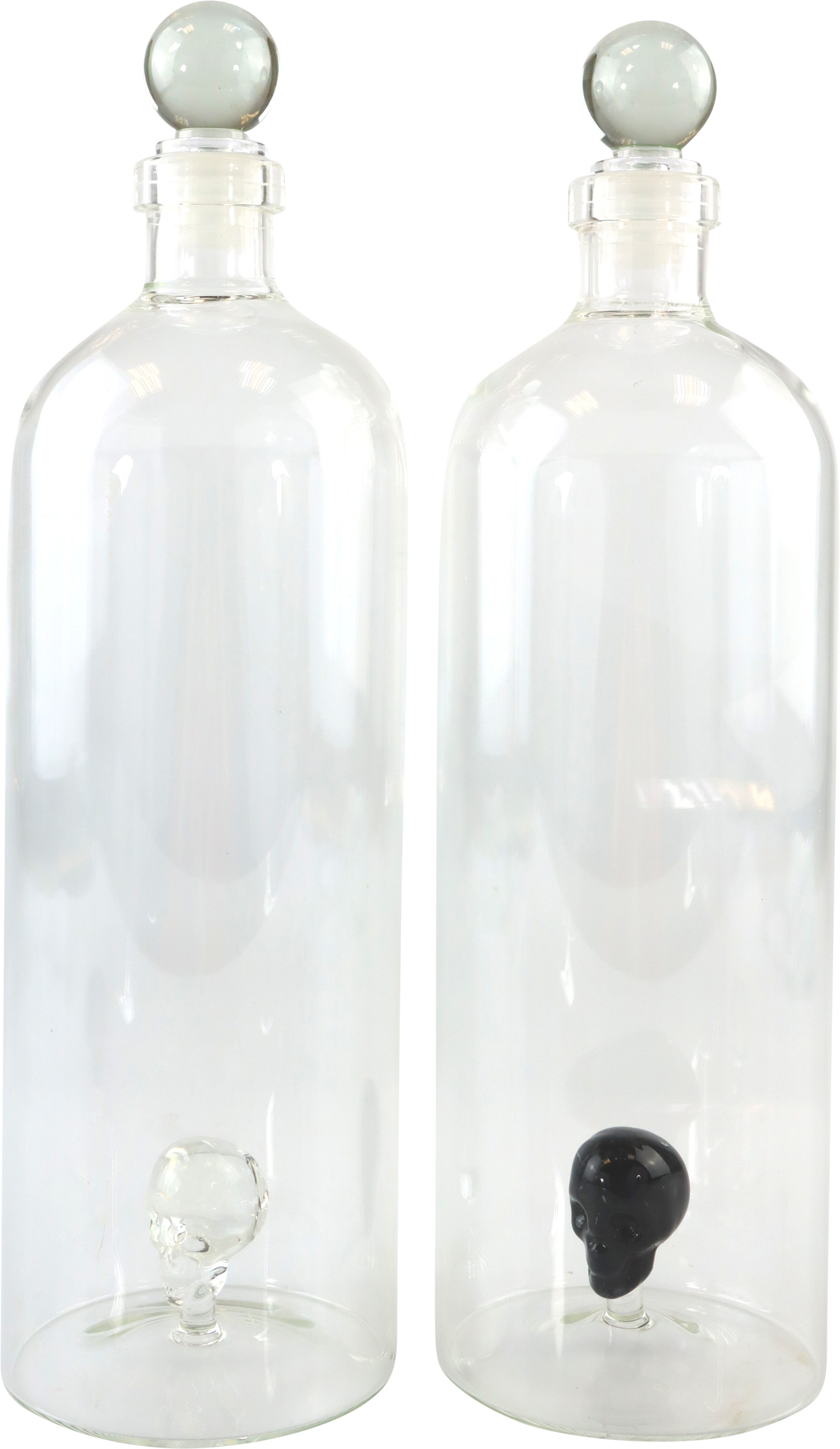 3935 CARAFES EN VERRE SKULL SIP  2P