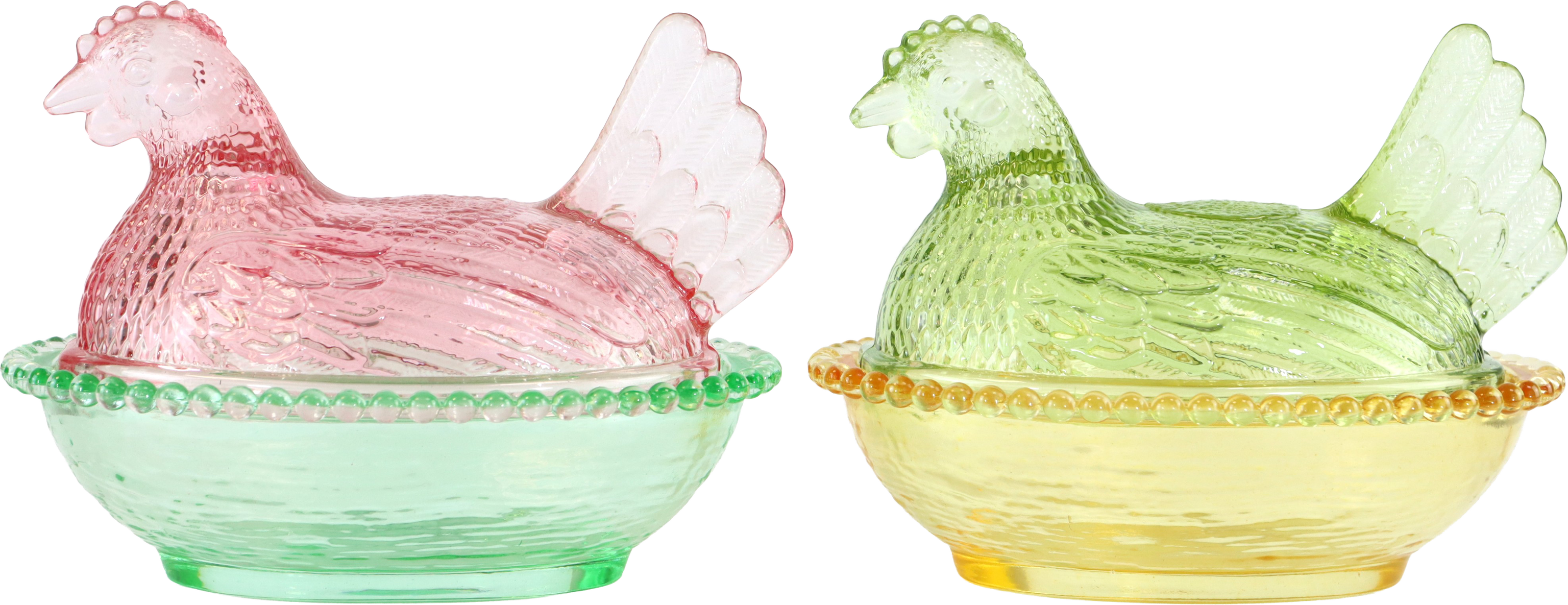 4112 GLASSBOX HAPPY HEN  S/2