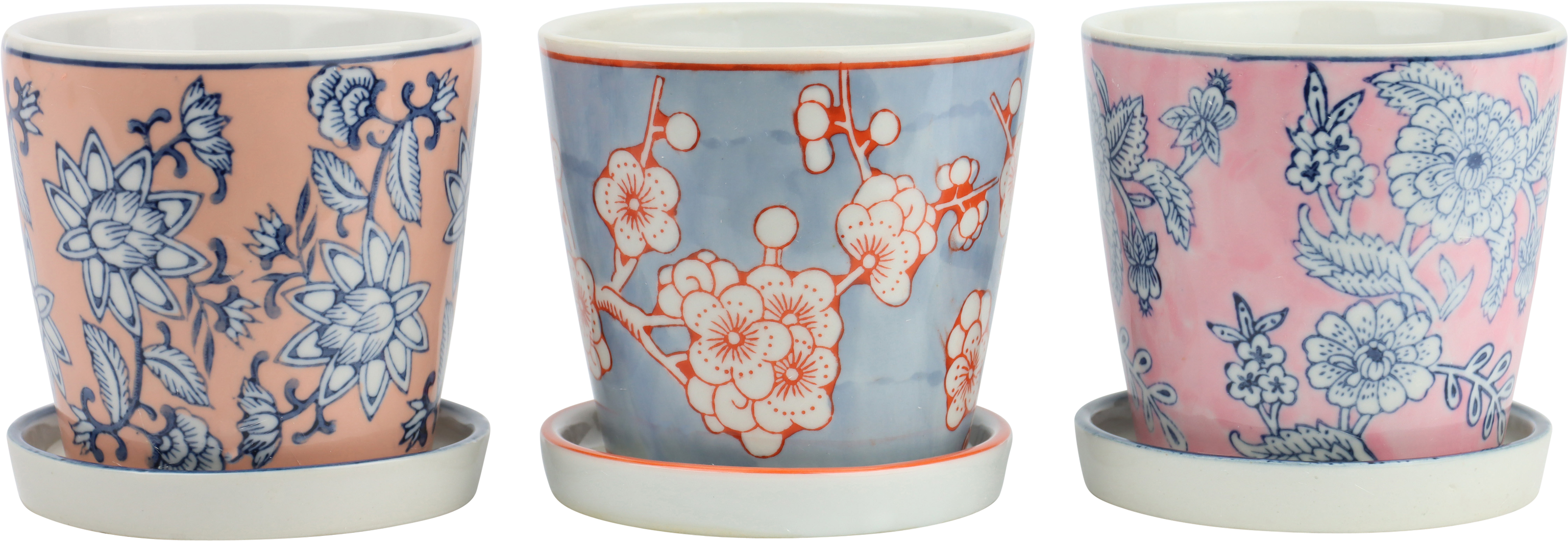 4496 CACHE-POTS AVEC ASSIETTE MING  3P