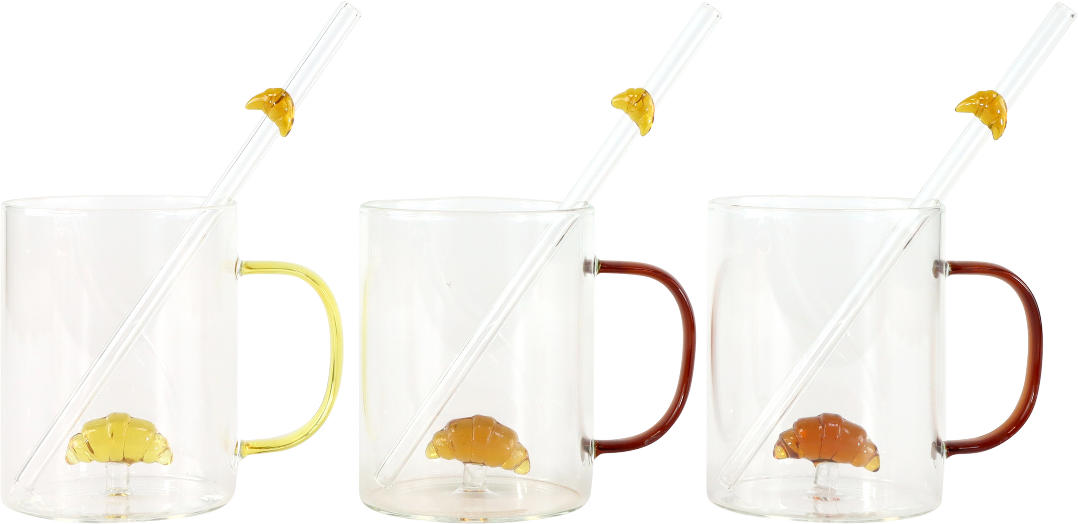 5594 MUGS W STRAW CROISSANTERIE  S/3