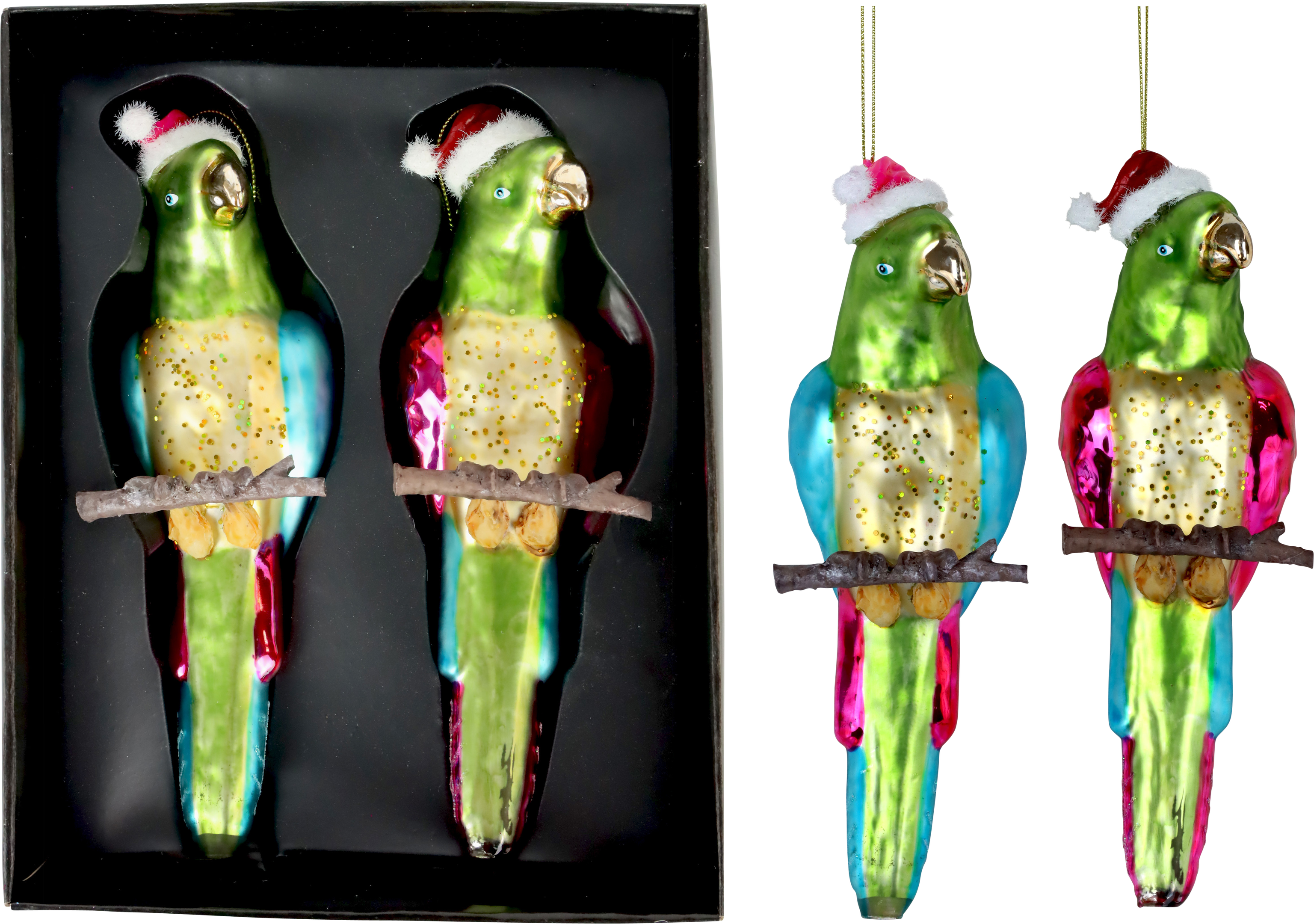 5601 GLASS JEWELRY  PARROT  S/2