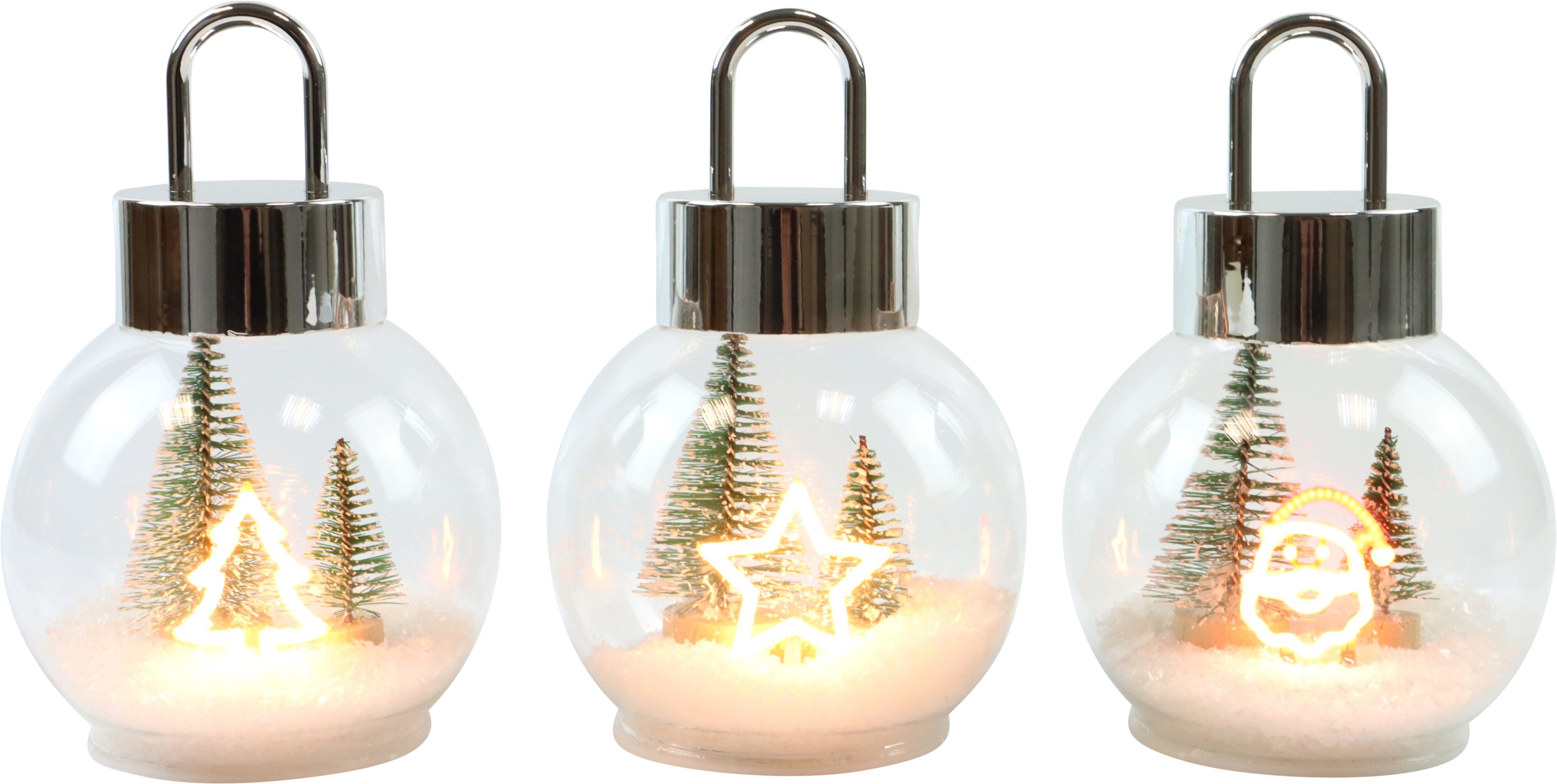 7002 GLASSGLOBES SNOWLIGHT  S/3