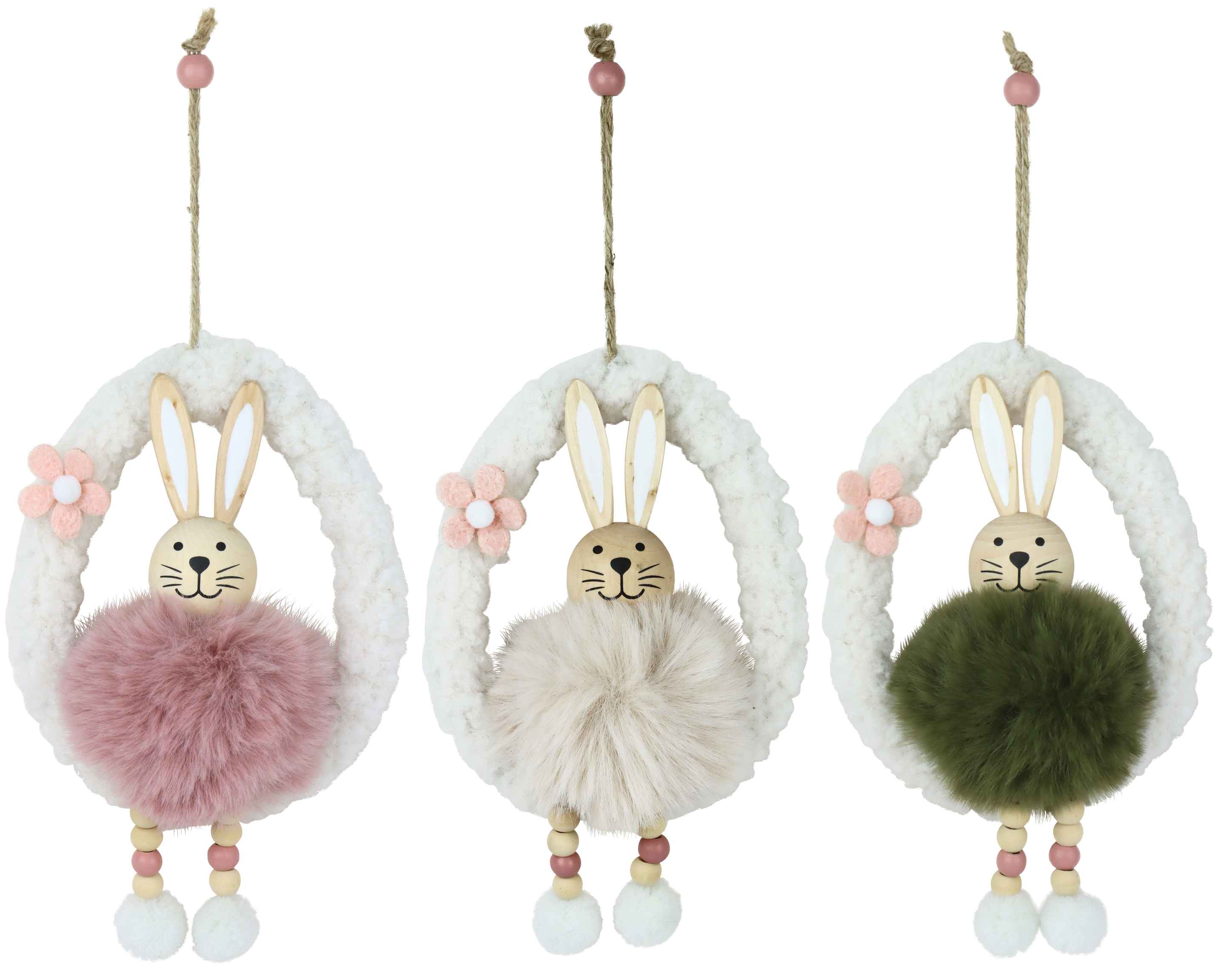 7576 HANGING RABBIT FLUFFY  S/3