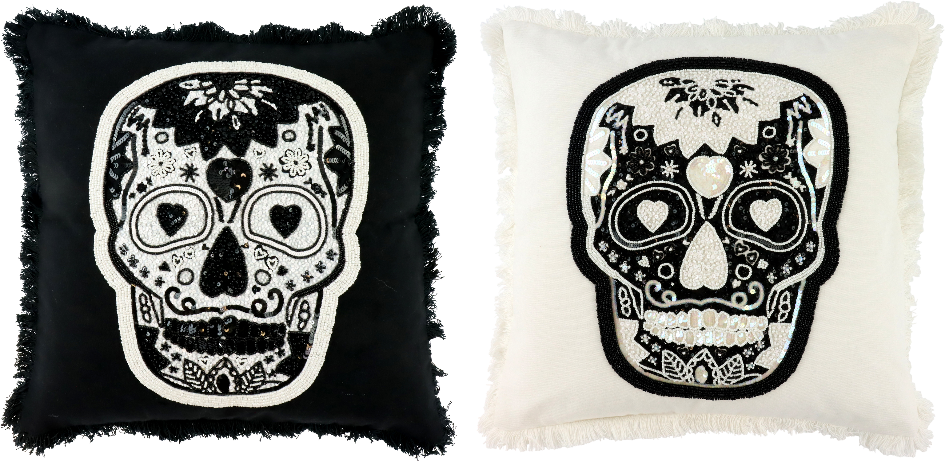 8689 CUSHIONCOVER PEARL SKULL 45X45 S/2