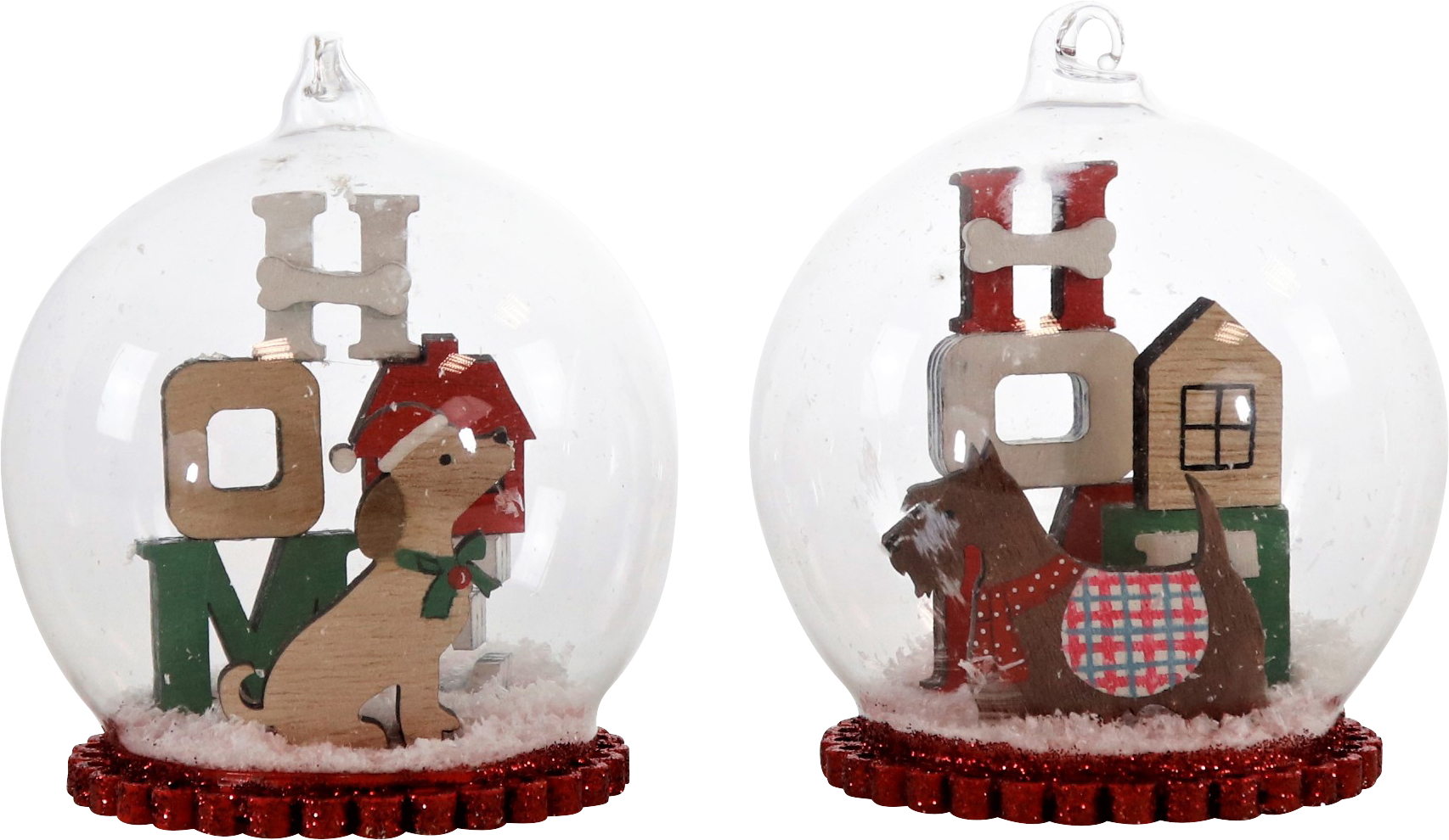 8818 GLASKUGELN CHRISTMAS DOGS  S/2