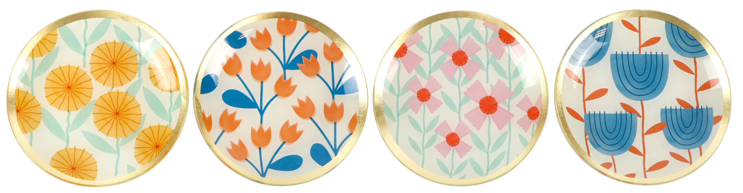 9824 PLATOS VIDRIO  MID CENTURY  S/4